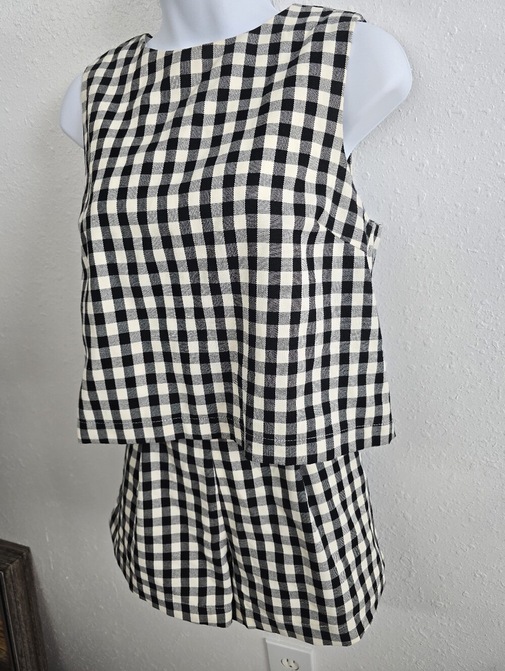 Anniewear Women’s Gingham Check Tank And Short Set In Black And White Size Small - Picture 7 of 11